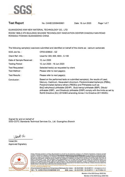 중국 Guangdong XiMi New Material Technology Co., Ltd 인증